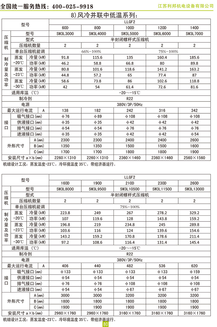 莱富康螺杆并联机组蒸发冷